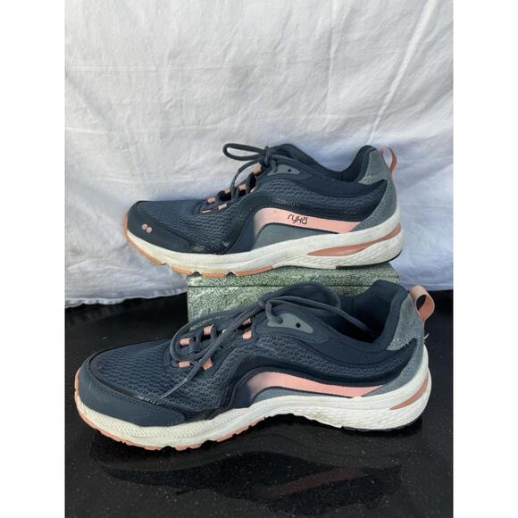 Ryka Womens "Belong" Sneakers Sz 9.5M Navy with pink accents support - Picture 5 of 9